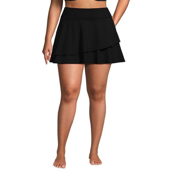 Land's End Plus Size Tulip Hem High Waist Swim Skort bottoms Skirt Black Var - Picture 5 of 9